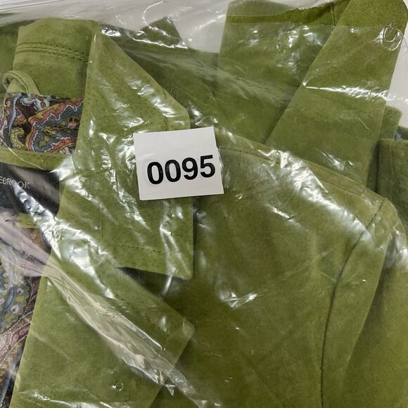 Colebrook Large Suede Leather Lime Green Jacket Women's Paisley Lined 2 Button - Picture 11 of 11